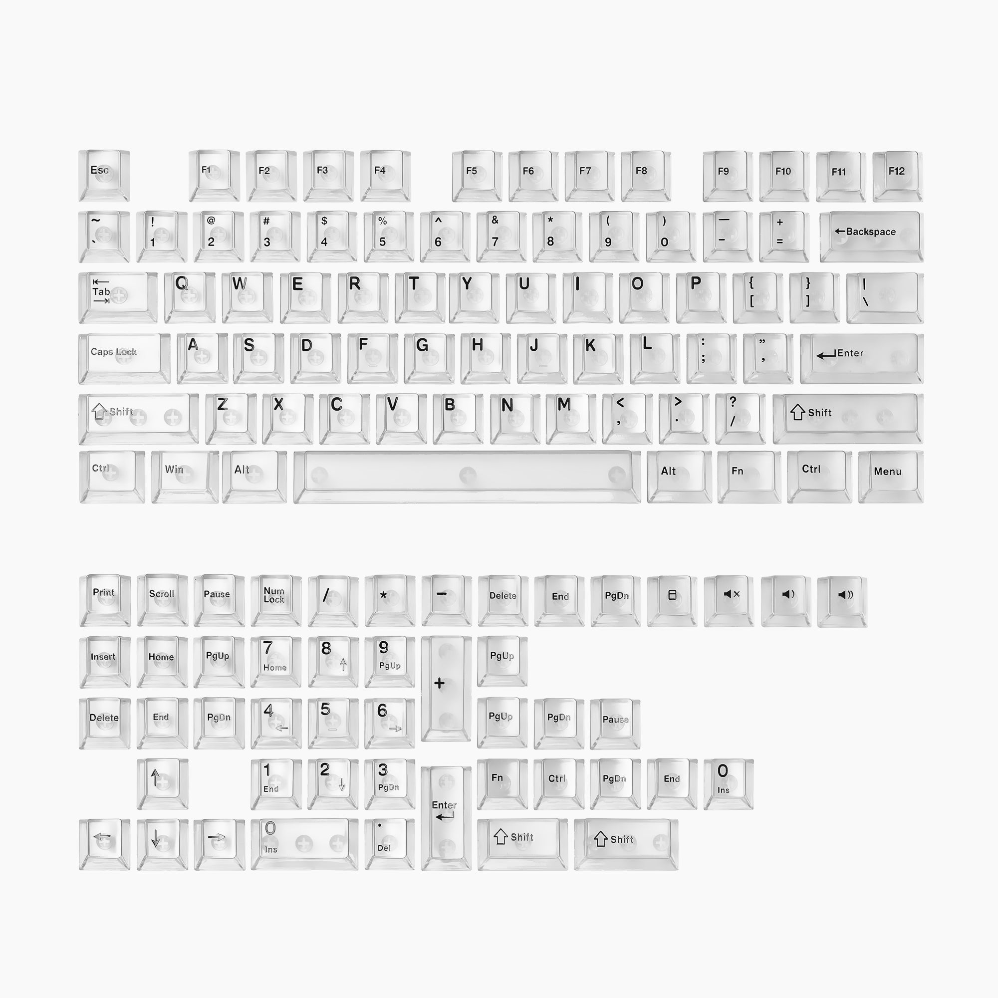 White Red Purple Transparent Frosted Keycaps 123keys