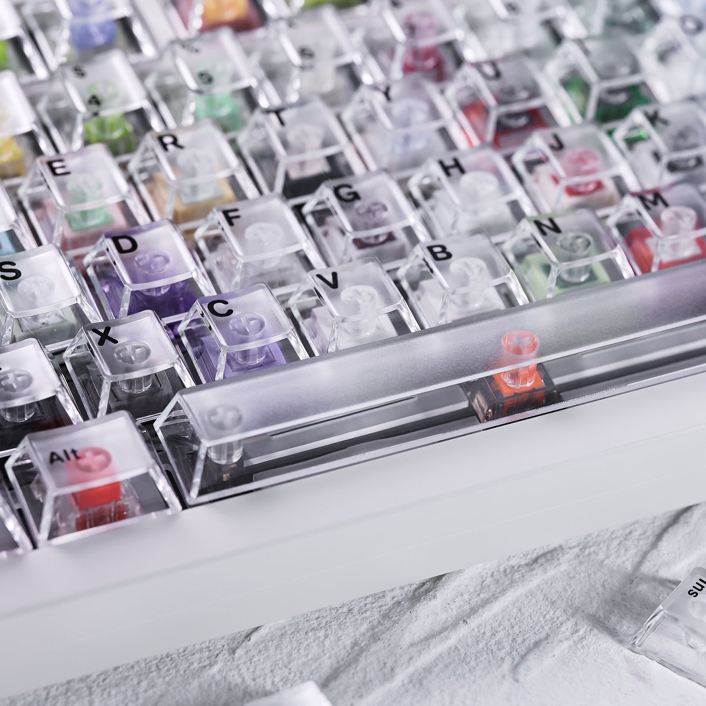 White Red Purple Transparent Frosted Cherry Height Keycaps-123keys