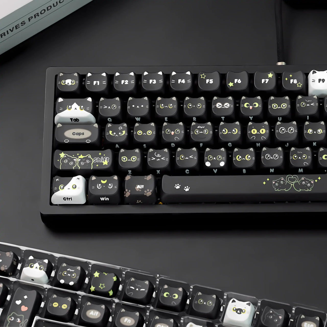 Chosfox Black cat keycaps Set