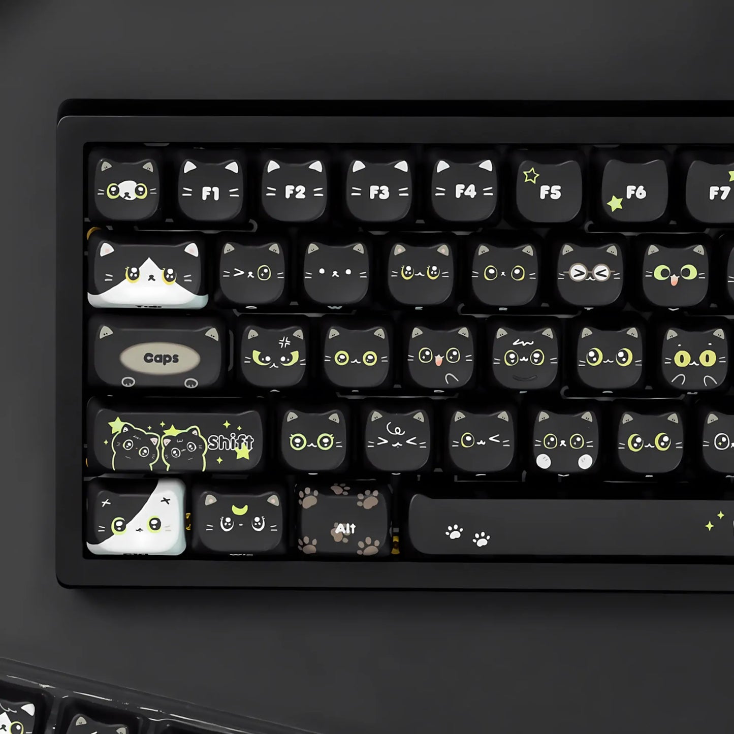 Chosfox Black cat keycaps Set