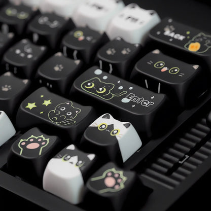 Chosfox Black cat keycaps Set