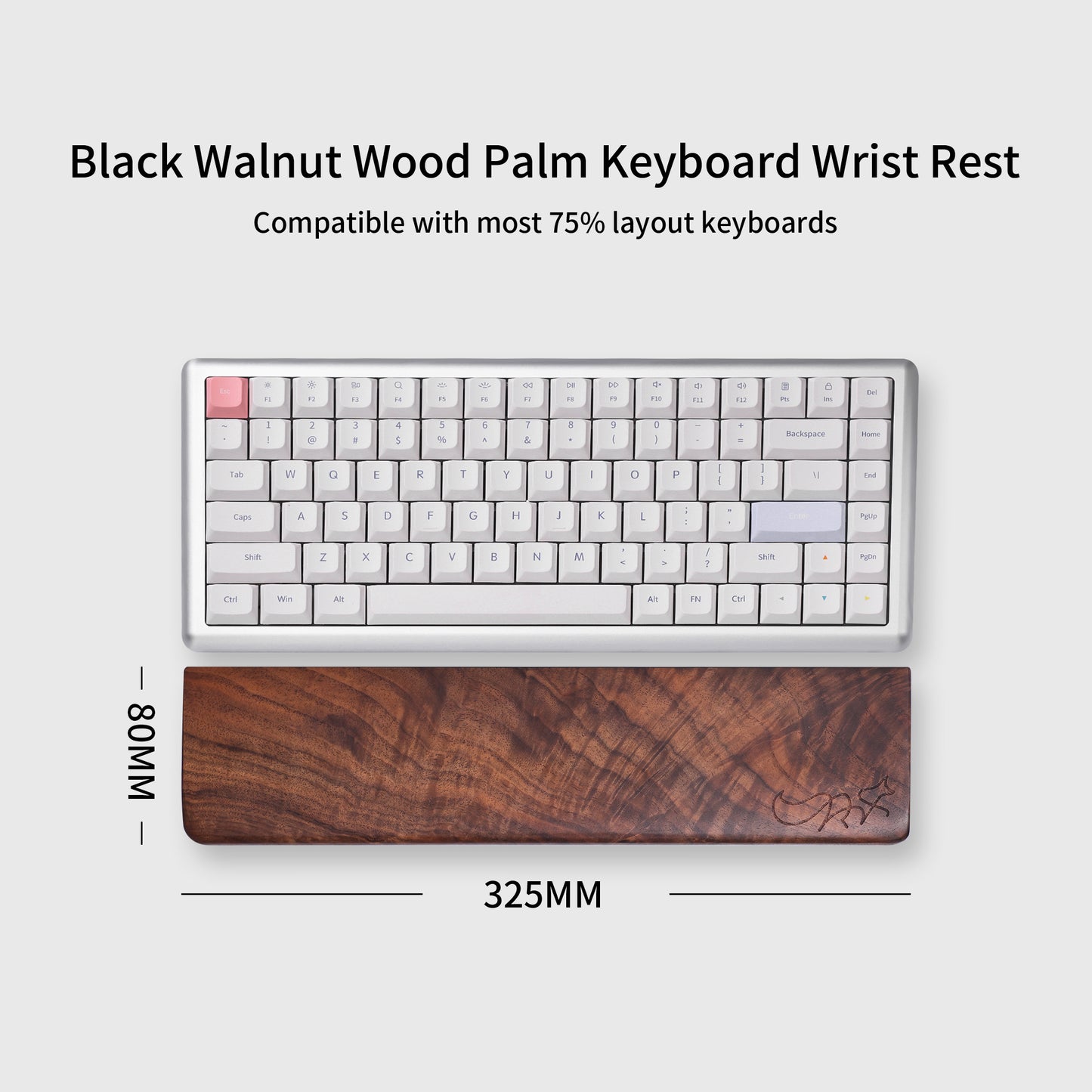 Black Walnut Wood Palm Keyboard Wrist Rest（Presale）