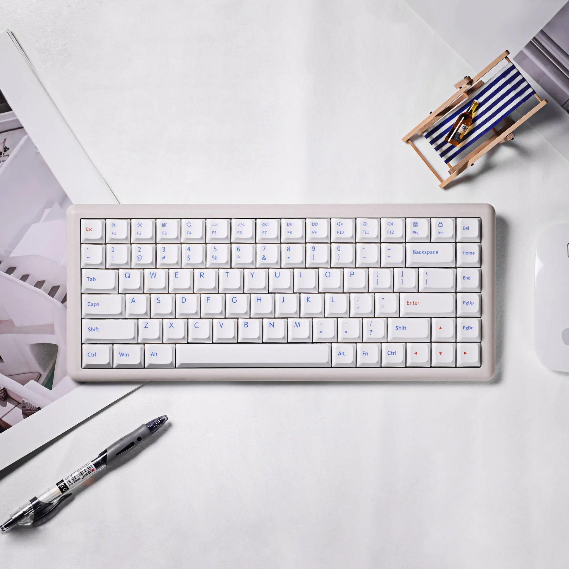 Chosfox_Vero75_lowprofile_Keyboard, Vintage White