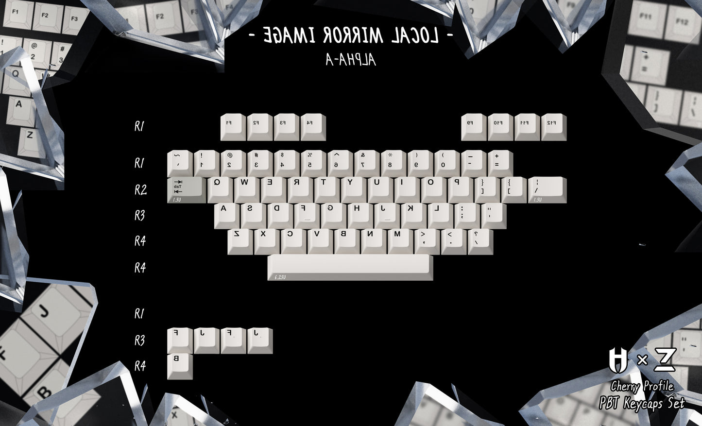 ZERO-G X HAMMER WORKS | Jeu de touches PBT MIRROR IMAGE CHERRY PROFILE
