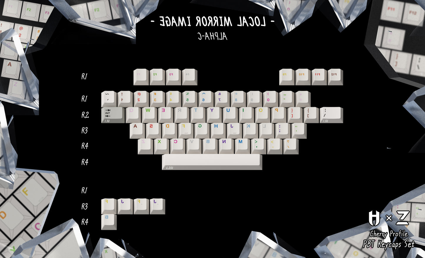 ZERO-G X HAMMER WORKS | Jeu de touches PBT MIRROR IMAGE CHERRY PROFILE