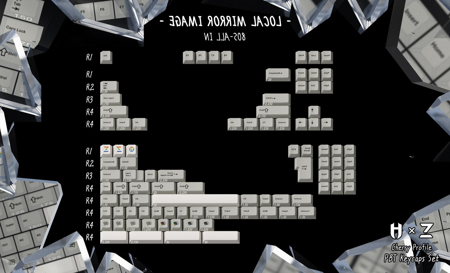 ZERO-G X HAMMER WORKS | Jeu de touches PBT MIRROR IMAGE CHERRY PROFILE