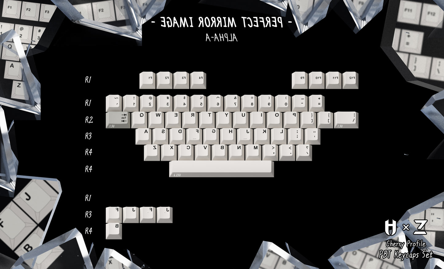 ZERO-G X HAMMER WORKS | Jeu de touches PBT MIRROR IMAGE CHERRY PROFILE