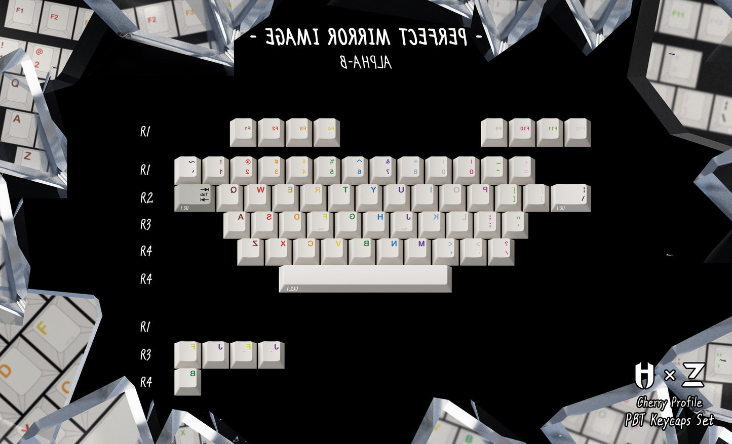 ZERO-G X HAMMER WORKS | Jeu de touches PBT MIRROR IMAGE CHERRY PROFILE