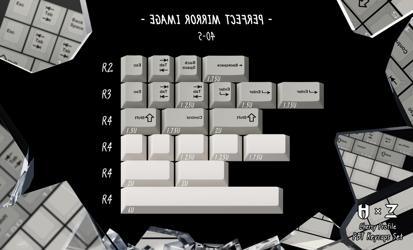 ZERO-G X HAMMER WORKS | Jeu de touches PBT MIRROR IMAGE CHERRY PROFILE
