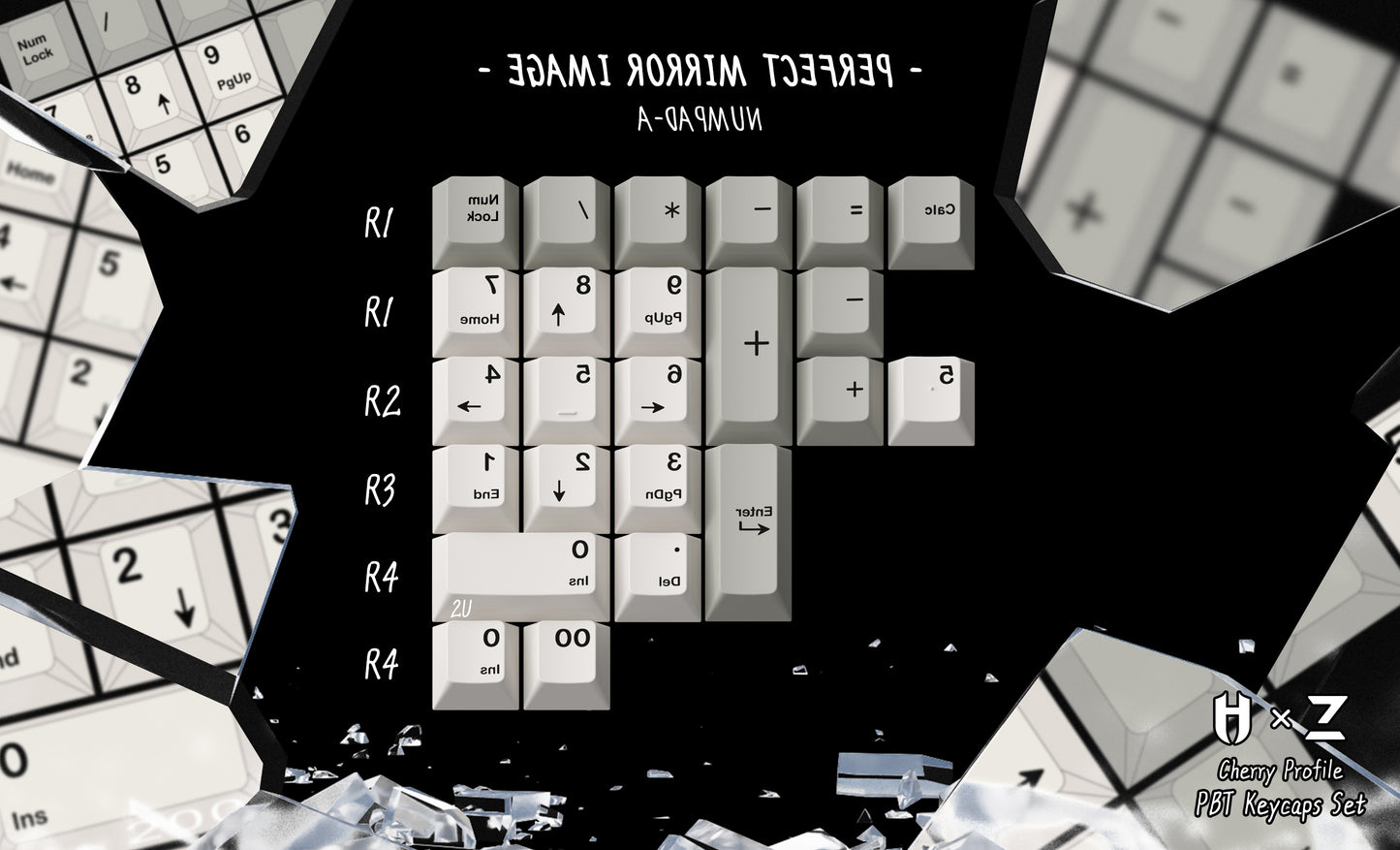 ZERO-G X HAMMER WORKS | Jeu de touches PBT MIRROR IMAGE CHERRY PROFILE
