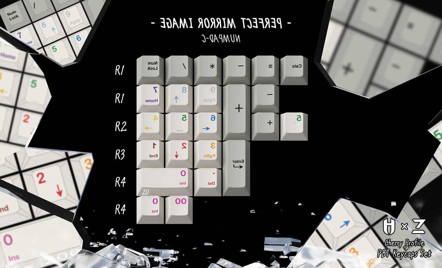 ZERO-G X HAMMER WORKS | Jeu de touches PBT MIRROR IMAGE CHERRY PROFILE