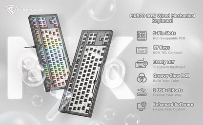 FL ESPORTS MK870 Mechanical Keyboard Kit (80%)-Chosfox