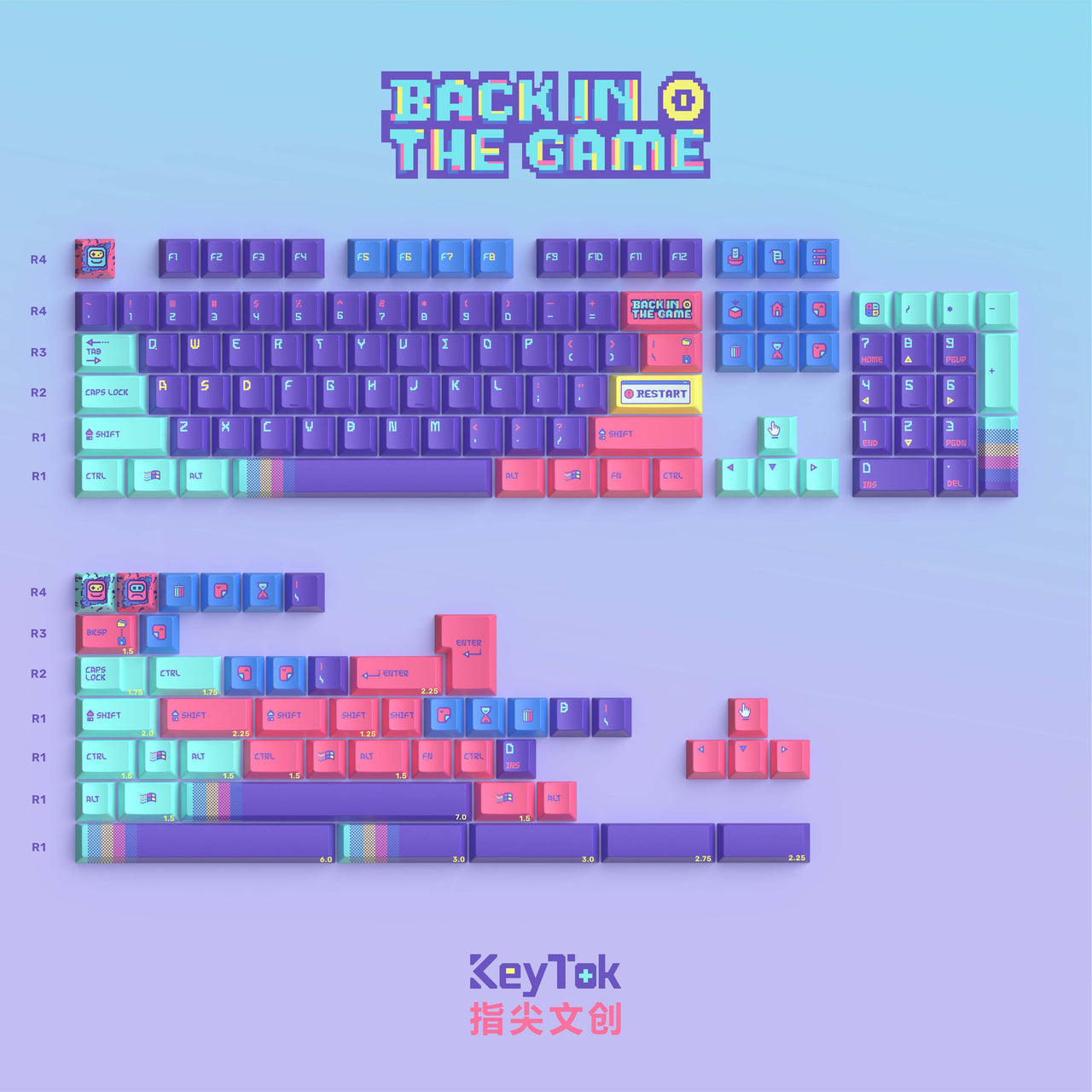 KeyTok Back To The Game Cherry Profile Keycaps-Chosfox